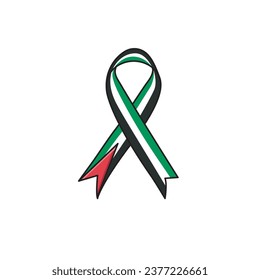 Palestine Satin Ribbon Flag Wavy Awareness Ribbon Flag Of Palestine Vector Illustration