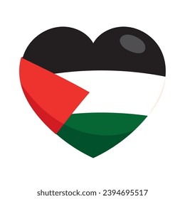 palestine save flag in heart shape vector isolated