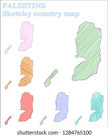 Palestine sketchy country map. Amazing hand-drawn country map. Appealing childish style Palestine vector illustration.