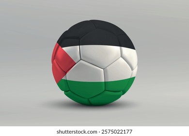 Palestine soccer ball featuring the national flag design on a gray background