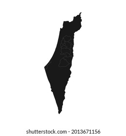 PALESTINA Mapa negro suave con detalle blanco aislado fondo blanco, eps 10