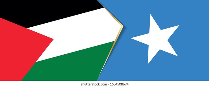 Palestine and Somalia flags, two vector flags symbol of relationship or confrontation.