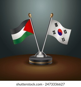 Palestine and  South Korea  table flags relation with gradient backgrund