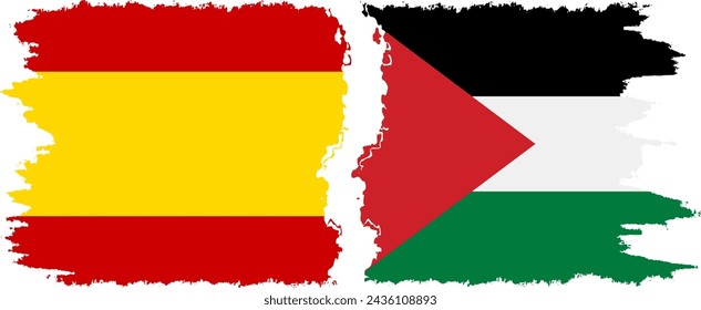 Palestine and Spain grunge flags connection, vector