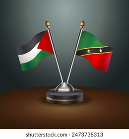 Palestine and ST. Kitts Nevis table flags relation with gradient backgrund