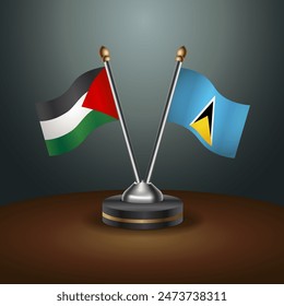 Palästina und St. Lucia-Tabellenflags-Beziehung mit Farbverlaufshintergrund