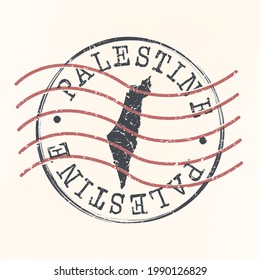 Palestine Stamp Map Postal. Silhouette Seal Roads and Streets. Passport Round Design. Vector Icon. Design Retro Travel National Symbol.