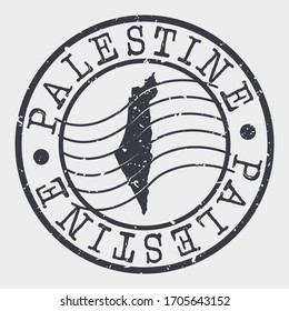Palestine Stamp Postal. A Map Silhouette Seal. Passport Round Design. Vector Icon Design Retro Travel.
