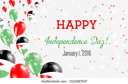Palestine, State of Independence Day Greeting Card. Flying Balloons in Palestine, State of National Colors. Happy Independence Day Palestine, State of Vector Illustration.