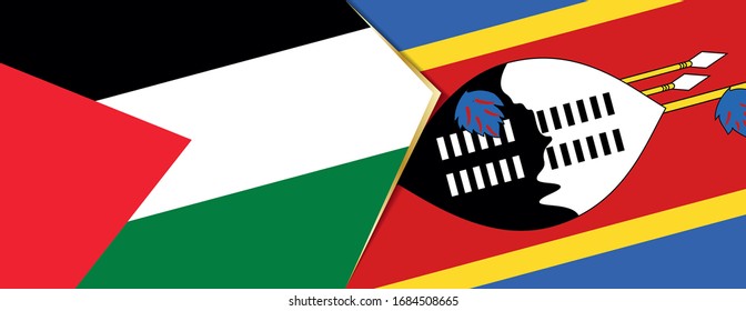 Palestine and Swaziland flags, two vector flags symbol of relationship or confrontation.