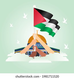 Palestine and the symbol of independence with the theme of freedom for Palestine background vector design illustration
