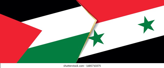 Palestine and Syria flags, two vector flags symbol of relationship or confrontation.