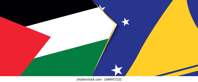 Palestine and Tokelau flags, two vector flags symbol of relationship or confrontation.