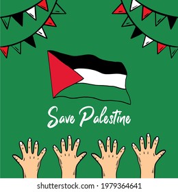 Palestine typography illustration design template vector