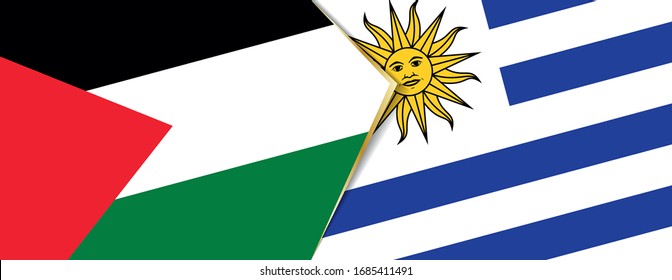 Banderas de Palestina y Uruguay, dos banderas vectoriales símbolo de relación o enfrentamiento.