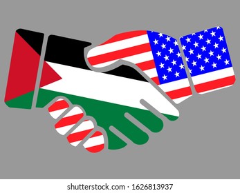 Palestine and USA flags Handshake vector
