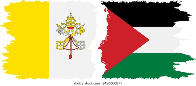 Palestine and Vatican grunge flags connection, vector