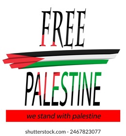 Palestine Vector Design With Flags and Al-Aqsa Mosque For Greeting Background, Banner, Poster, Cover, Flyer, Illustration, Wallpaper etc. Translation Of Text : FREE PALESTINE