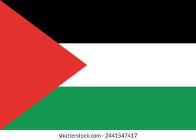 Bandera vectorial de Palestina en colores oficiales y relación de aspecto 3:2.