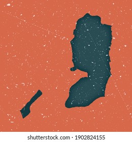 Palestine vintage map. Grunge map of the country with distressed texture. Palestine poster. Vector illustration.