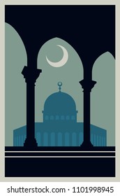 Palestine Vintage Poster. Jerusalem Old Illustration.