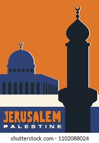 Palestine Vintage Poster. Vector Illustration.