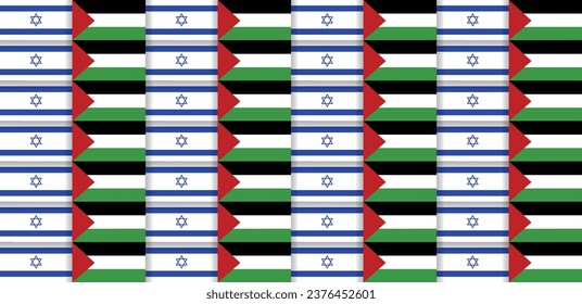 Palestine vs israel flags banner art, vector illustration