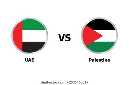 Palestine vs UAE match isolated on white 