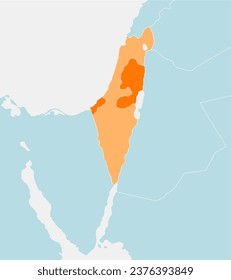 Palestine war (Israel, Palestine and Gaza Strip) and surrounding countries map illustration