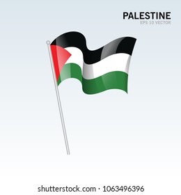 palestine waving flag isolated on gray background