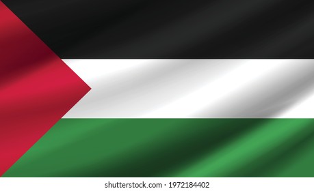 Palestine Wavy Flag Vector Shadow Country Flag