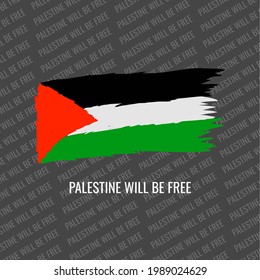 palestine will be free poster with palestine flag from brush.