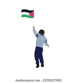 Palestinian boy with country flag