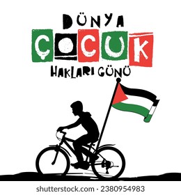 Dünya çocuk hakları günü
Palestinian boy and Palestinian flag vector. translation: world children's rights day