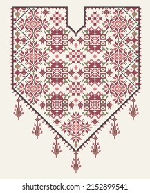 Palestinian embroidery - Tatreez pattern - Traditional dress  - Qabbeh part of the thoub