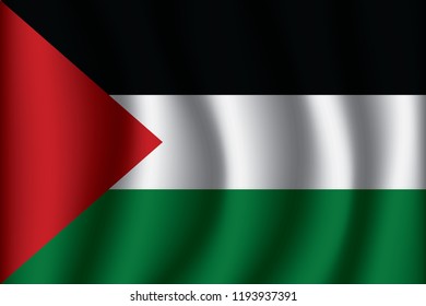 Palestinian flag background with cloth texture. Palestinian Flag vector illustration eps10.