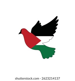 Palestinian Flag Dove Illustration Symbol Of Peace And Solidarity Graphic Vector
