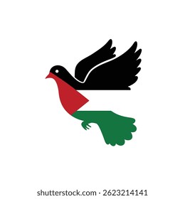 Palestinian Flag Dove Peace Symbol Conceptual Illustration Design Element