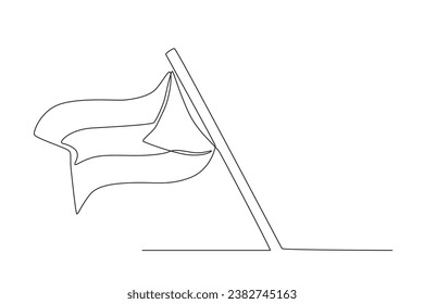 A Palestinian flag flying beautifully. Palestine one-line drawing