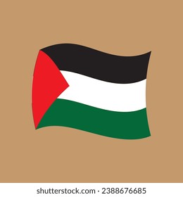 Palestinian flag flying without pole