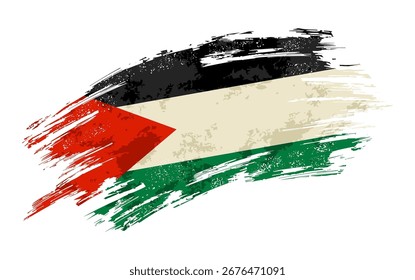 Fundo de textura de pincelada grunge bandeira palestina. Ilustração vetorial.