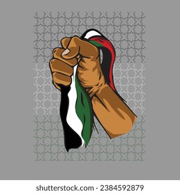 Palestinian flag in hand Vector