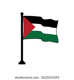Palestinian Flag Illustration Waving Symbol Of Palestine Nation Graphic Vector Design