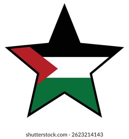 Palestinian Flag Inside A Star Shape Political Icon For Solidarity Support