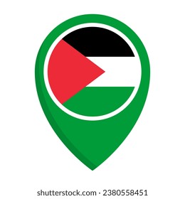 Palestinian flag map pin icon. Vector.