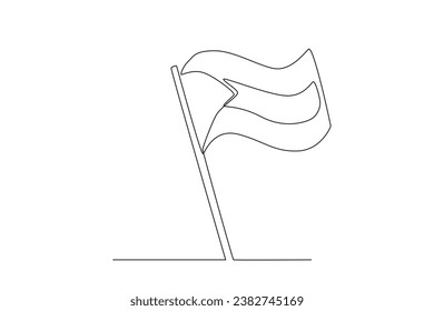 A Palestinian flag on a pole. Palestine one-line drawing