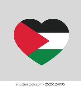 Bandera palestina en forma de corazón como un Botón brillante. Símbolo del orgullo nacional. Diseño de interfaz de usuario.