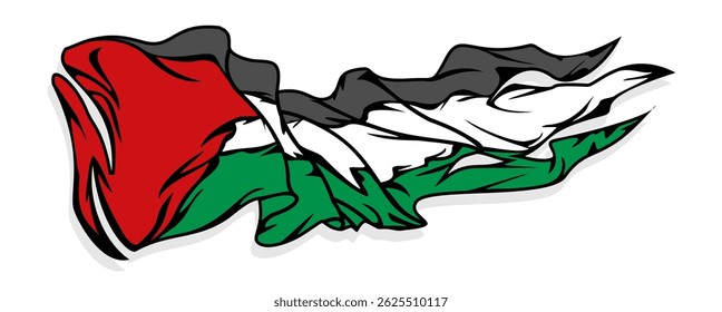 Vetor da Bandeira da Palestina - Símbolo da Independência e da Luta pela Soberania. Este design é perfeito para materiais relacionados aos direitos humanos. Ideal para artigos, conteúdo internacional e digital.