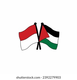 palästinensische und indonesische Flaggen nebeneinander, ein Zeichen enger Beziehungen und Unterstützung, Vektorgrafik