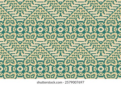 Palestinian Islamic Geometric Patternfolk Embroidery, Aztec Geometric Ornament Print. Design for Carpet, Wallpaper, Clothing, Wrapping, Fabric